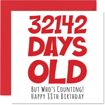 Image de Carte d&#039;anniversaire 88 ans pour homme et femme 32142 jours amusante adulte grand mère, père, maman, papa, 145 mm x