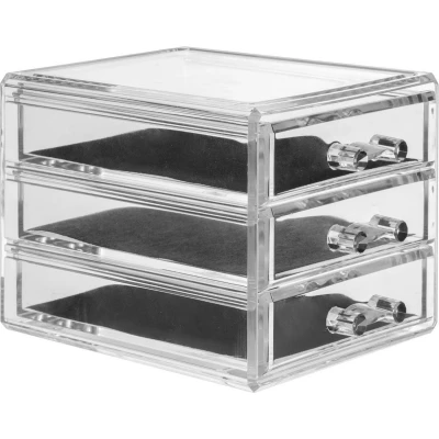 Afbeelding van Sieraden/make up organizer 3 lades 15,5 x 10,5 cm van kunststof Sieradenkastje Make upkastje Organizers