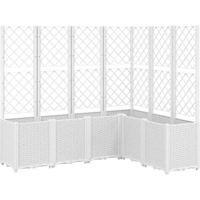 Afbeelding van Plantenbak met latwerk 160x120x140 cm polypropeen wit