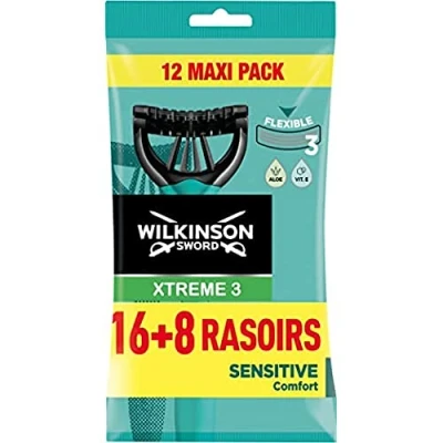 Image de Wilkinson Xtreme 3 Pure Sensitive Comfort Rasoirs Jetables Masculins pack de 24