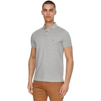 Image de Tommy Hilfiger Polo 1985 Coton Stretch Homme, Grey (Light Heather), XL