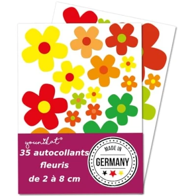 Afbeelding van Set kleurrijke bloemenstickers I Flower Power sticker voor scooter, fiets, laptop, mobiele telefoon, auto, weerbestendig kfz_243
