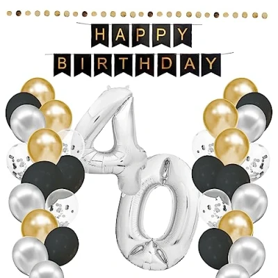 Afbeelding van Verjaardagsdecoratie 40e verjaardag decoratie mannen vrouwen party ballonnen slinger
