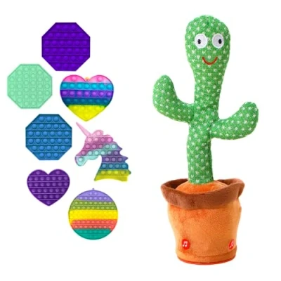 Afbeelding van Dansende cactus + sensorisch speelgoed, sprekende knuffel, dansend speelgoed en je stem herhaalt, met 120 liedjes, cadeaus voor kinderen