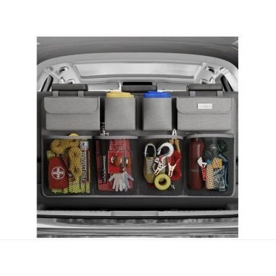 Afbeelding van SURDOCA® kofferbak organizer auto 3rd Gen [dubbele capaciteit] auto, uitgerust met [sterk elastisch net &amp; 4 toverstafstructuur], kofferruimtetas, autotas tas (grijs)