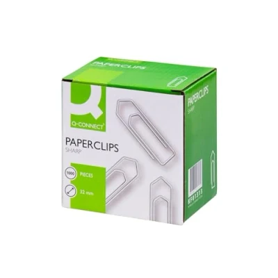 Afbeelding van Q Connect 28875 doos met 1000 paperclips, zwart