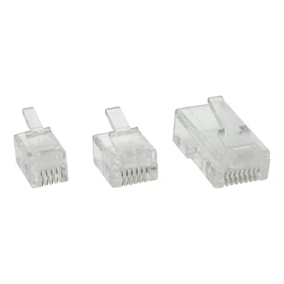 Afbeelding van RJ12 krimp connectoren (6P6C) voor platte telefoonkabel 100 stuks / transparant