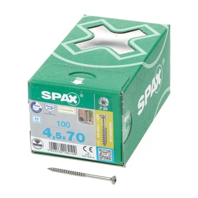 Afbeelding van Spax spaanplaatschroeven met boorpunt RVS T20 deeldraad 4.5x70mm (per 100 stuks)