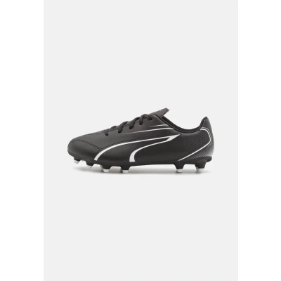 Afbeelding van Puma Vitoria FG/AG Unisex Voetbalschoenen met kunststof noppen voor kinderen, Maat: 28, Black/white Hoogwaardig imitatieleer