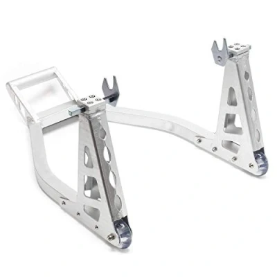 Afbeelding van WilTec Werkplaatsstandaard achterwiel voor motorfiets, universeel gebruik, montagebeugel, aluminium motorfiets lift