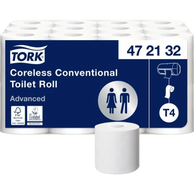 Afbeelding van Tork hulsloos traditioneel toiletpapier, wit, 2 laags, pak à 24 rol (472132)