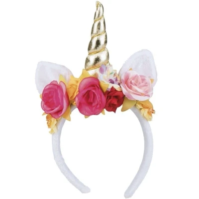 Image de Tiara Licorne Rosy avec corne dorée