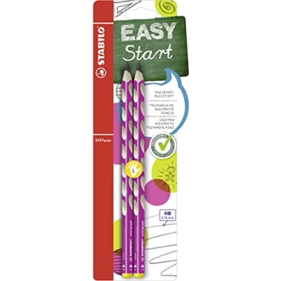 Afbeelding van Ergonomisch driekantig grafietpotlood voor linkshandigen STABILO EASYgraph in roze 2 stuks hardheid HB