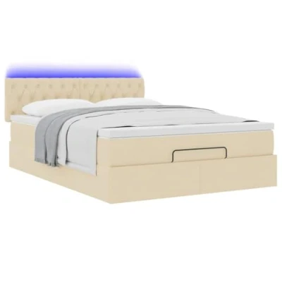 Afbeelding van vidaXL Bed met matras 140x200 cm stof crèmekleurig