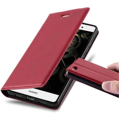 Afbeelding van Cadorabo Hoesje geschikt voor Huawei P8 LITE 2015 in APPEL ROOD Beschermhoes met magnetische sluiting, standfunctie en kaartvakje Book Case Cover Etui
