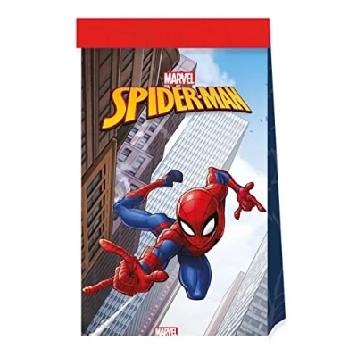 Afbeelding van Spiderman uitdeelzakjes Crime Fighter papier 22x13x7cm 4 stuks