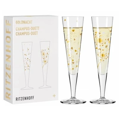 Afbeelding van RITZENHOFF Goldnacht 6031007 champagneglazen 200 ml F24 serie designstuk met echt goud Made in Germany