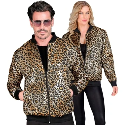Afbeelding van Widmann Grappig &amp; Fout Kostuum Bomberjack Regenboog Jungle Party Luipaard Jas Multicolor Small / Medium Carnavalskleding Verkleedkleding