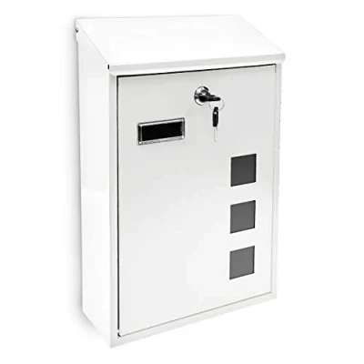Afbeelding van Relaxdays brievenbus muur metaal 25 x 40 10 cm klein wandmontage modern wit