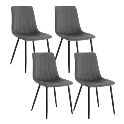 Afbeelding van Klihome K0006EZS 4 Eetkamerstoelen, keukenstoelen, gestoffeerd, met rugleuning, metalen poten, fluwelen zitting, donkergrijs, stuks