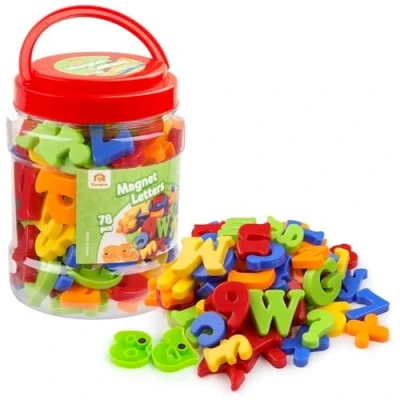 Afbeelding van Coogam Magnetische letters en cijfers voor kinderen, wiskundige symbolen, alfabet, hoofdletters, kleine alfabetische magneten de koelkast, educatief speelgoed kleuterschool (78 stuks)