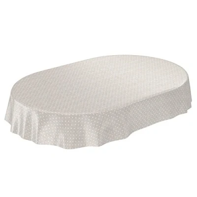 Afbeelding van ANRO Tafelkleed van wasdoek, gestippeld, effen, beige, ovaal, 180 x 140 cm, cm