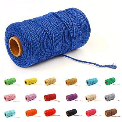 Afbeelding van 100 Yard / 2 mm Kleurrijke Katoenen Touw Ambachten Breien voor Geschenkverpakking (Donkerblauw 1)