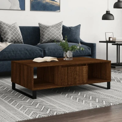 Afbeelding van Salontafel 104x60x35 cm bewerkt hout bruineiken