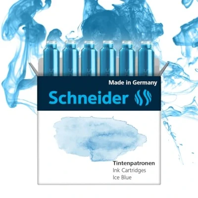 Afbeelding van Inktpatronen Schneider pastel IJs Blauw doos 6st.
