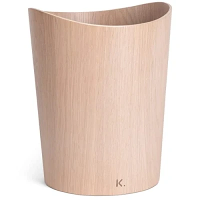 Afbeelding van Kazai. Börje prullenmand van echt hout, afvalemmer hout voor kantoor, kinderkamer en slaapkamer, 9 liter, wit eiken