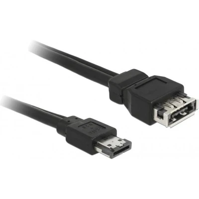Afbeelding van DeLOCK Power Over eSATA Extension cable male female 1m SATA kabel Zwart