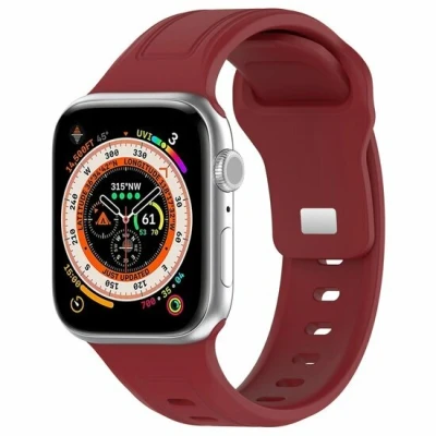 Afbeelding van By Qubix Square siliconen band Bordeaux Geschikt voor Apple Watch 38mm 40mm 41mm 42mm