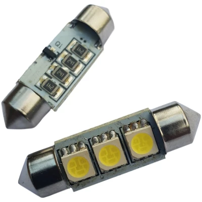 Afbeelding van Auto LEDlamp 2 stuks LED festoon 42mm 3 SMD daglichtwit 6000K CAN BUS 12 Volt