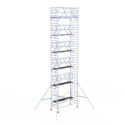 Afbeelding van Professionele alu rolsteiger 1.35x3.05x13.20m werkhoogte incl. dubbele voorloopleuning carbon