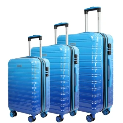 Afbeelding van Blade set van 3 uittrekbare koffers, harde schaal, lichte Koffer met wielen, handbagage ABS + PC TSA slot, 4 spinner, reiskoffers, Blauw,