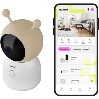 Afbeelding van Omajin Baby camera IP Babycam 2K HD Pan &amp; Tilt Bewegingsmelder Nachtzicht Tweerichtingsaudio incl. 64GB MicroSD kaart Wit