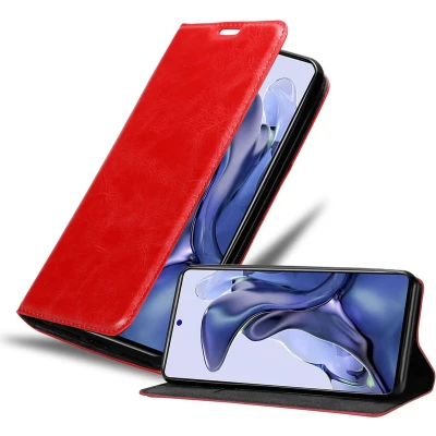 Afbeelding van Cadorabo Hoesje geschikt voor Xiaomi 11T / PRO in APPEL ROOD Beschermhoes met magnetische sluiting, standfunctie en kaartvakje Book Case Cover Etui