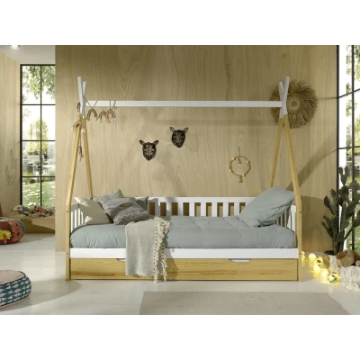 Afbeelding van KidsOnly Tipi Bed 90 x 200 cm met Bedlade Wit / Naturel