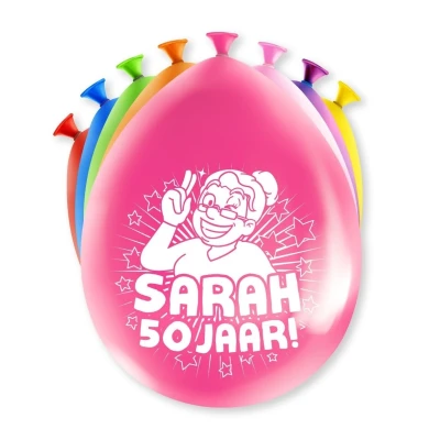Afbeelding van Ballonnen 50 jaar Sarah party 30cm 8 stuks