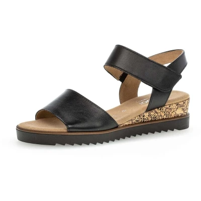 Afbeelding van Gabor Comfort Sandalen met sleehak, Dames, Maat: 42, Black Leer