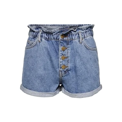 Afbeelding van ONLY Onlcuba LIFE Paperbag DNM NOOS Jeansshort, Dames, Maat: Medium, Medium blue denim