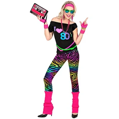 Afbeelding van Widmann Jaren 80 &amp; 90 Kostuum Geboren In De 80s Vrouw Roze, Zwart, Multicolor Large Carnavalskleding Verkleedkleding