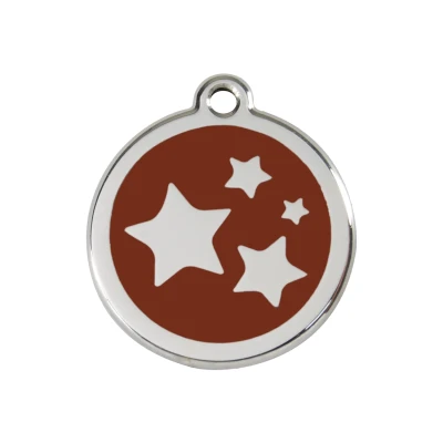 Afbeelding van Star Brown roestvrijstalen hondenpenning medium/gemiddeld dia. 3 cm RedDingo