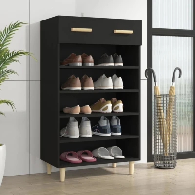 Afbeelding van Schoenenkast 60x35x105 cm bewerkt hout zwart