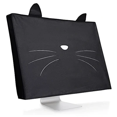 Afbeelding van kwmobile beschermhoes Monitor geschikt voor 27 28&quot; Computerscherm cover Computer accessoires PC scherm hoes in wit / zwart Kat Miauw design