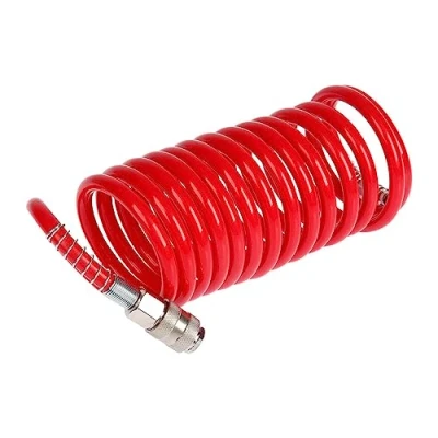 Image de OROK 643307 Tuyaux Rallonge Spirale Pneumatique (air comprimé), Longueur : 4m Livré avec raccords afin de faciliter la Connection à Votre compresseur et Vos Accessoires !