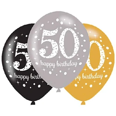 Afbeelding van Ballon 50 jaar Sparkling Birthday 6 stuks