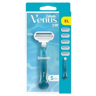 Afbeelding van Gillette Venus Smooth, damesscheerapparaat met 5 navullingen, wegwerpscheermes voor dames, 3 mesjes