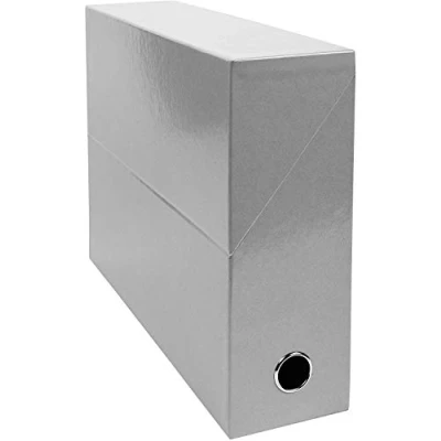 Afbeelding van Exacompta Ref. 89937E, 1 Iderama transferbox van gekleurd papier, 90 mm rug, metalen oog, voor A4 formaat, afmetingen 25.5 x 34 9 cm, grijze kleur, gemonteerd geleverd