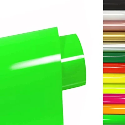 Afbeelding van FOSER Plotterfolie voor textiel, 30,5 cm x 3 m, warmteoverdrachtvinyl, strijkbare transferfolie knutselen, T shirt, stoffen (fluorescerend groen)